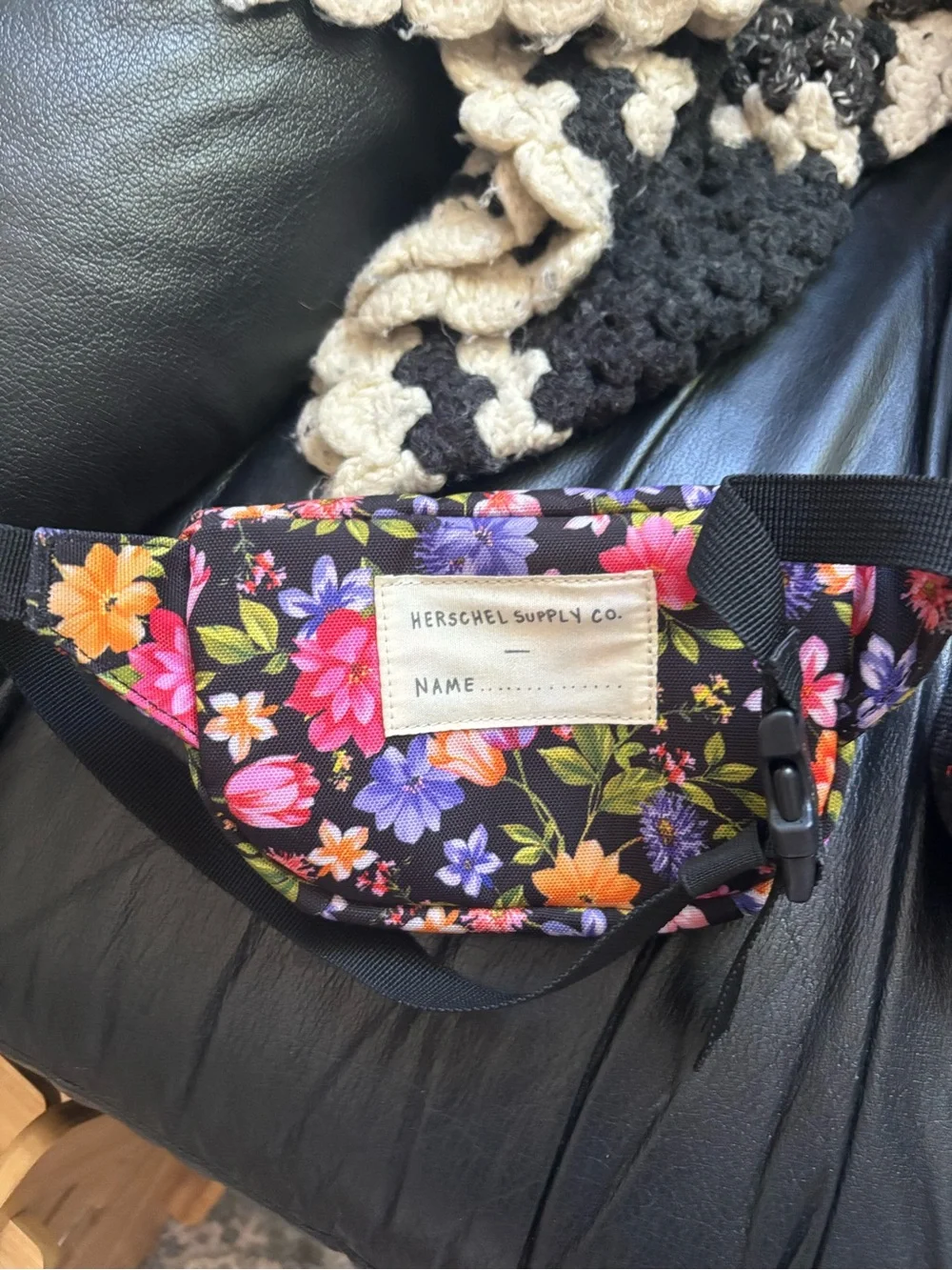 Herschel Floral Black Zip Pouch - Picture 2 of 4
